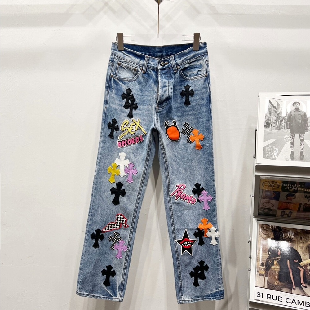 Chrome Hearts Denim with Multicolor Patches